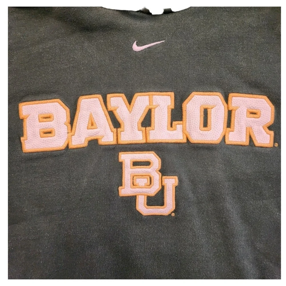 Nike Vintage Mens Green Baylor University Center Swoosh Hoodie Sweatshirt Sz XXL
